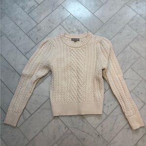 J. Crew Cream Cable Knit Crew Neck Sweater